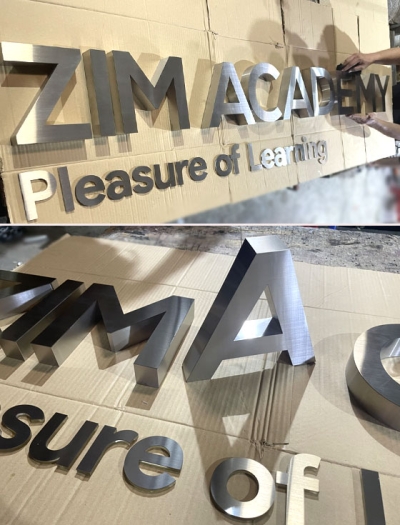Chữ inox trắng xước Zim Academy