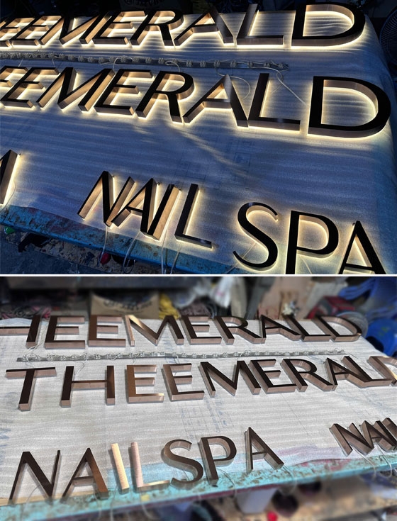 Chữ inox sáng chân The Emerald Nail Spa