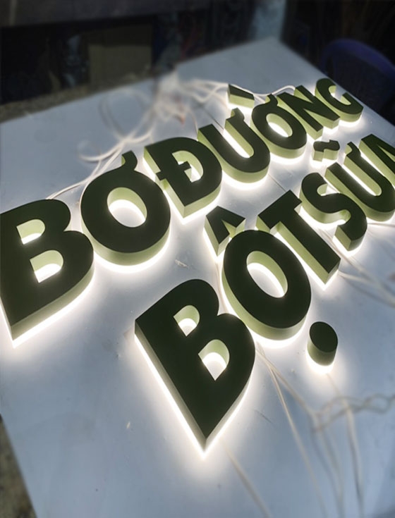 Chữ inox sơn hấp nhiệt  Bơ Đường Bột Sữa