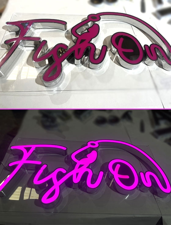 Chữ inox lồng mặt mica Fish On
