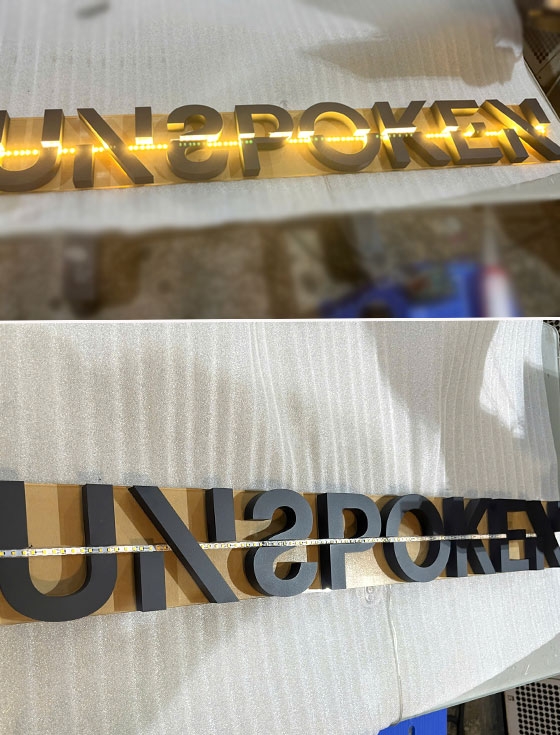 Chữ inox sơn hấp nhiệt UNPOKEN